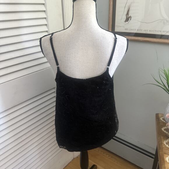 S DEER CONCEPT Top Womens Medium Black Sequin Lace Babydoll Tank Fairy Grunge - Picture 5 of 10
